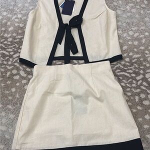 Stylish Cream and Black Two-Piece Set